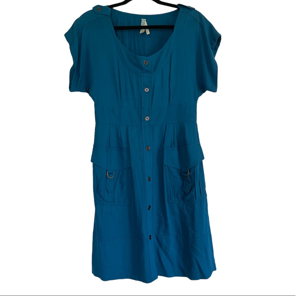 Maeve Size 6 Staysail Button Down Blue Shirt Dress
